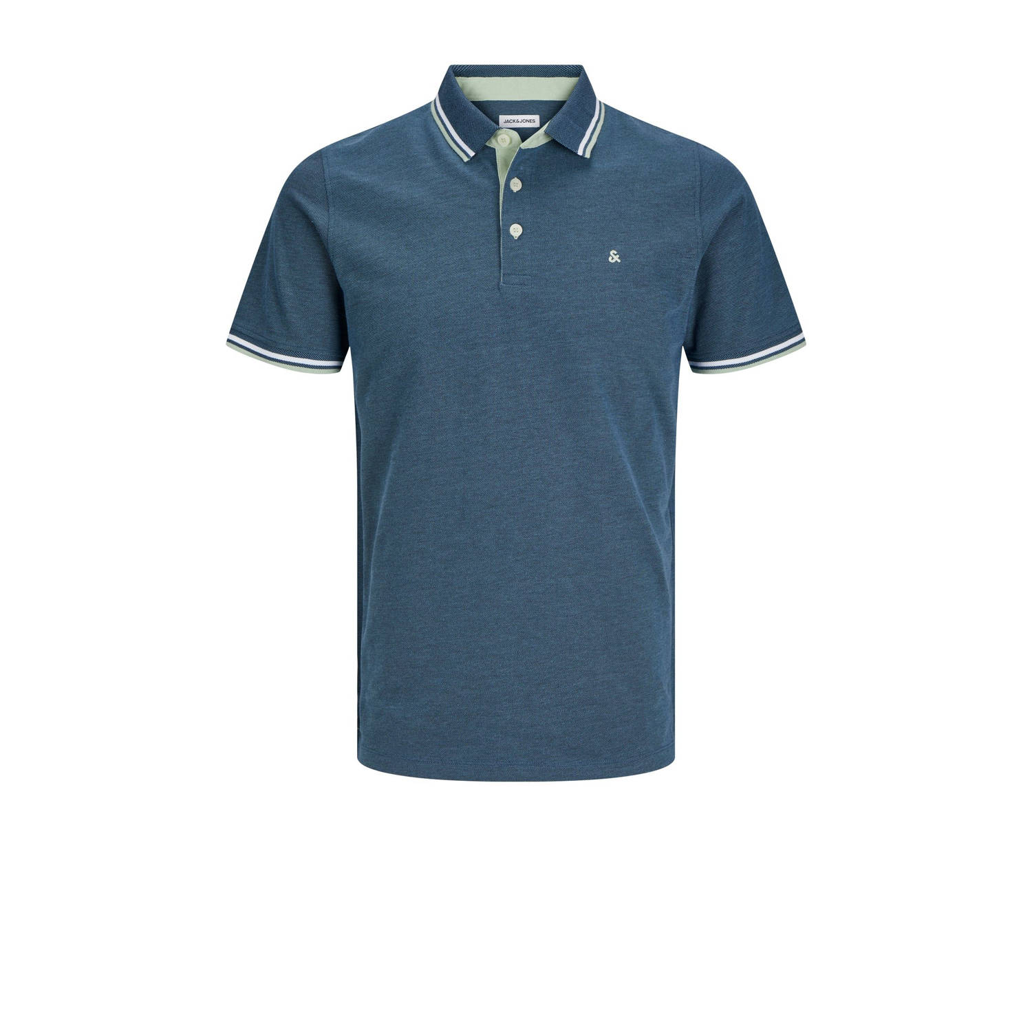 JACK & JONES ESSENTIALS regular polo blauw ecru (set van 2)