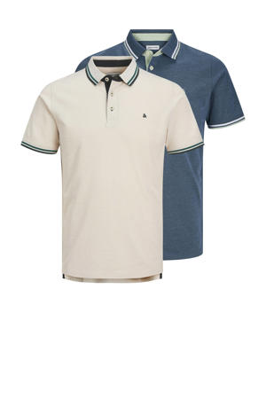 regular polo blauw / ecru - (set van 2)