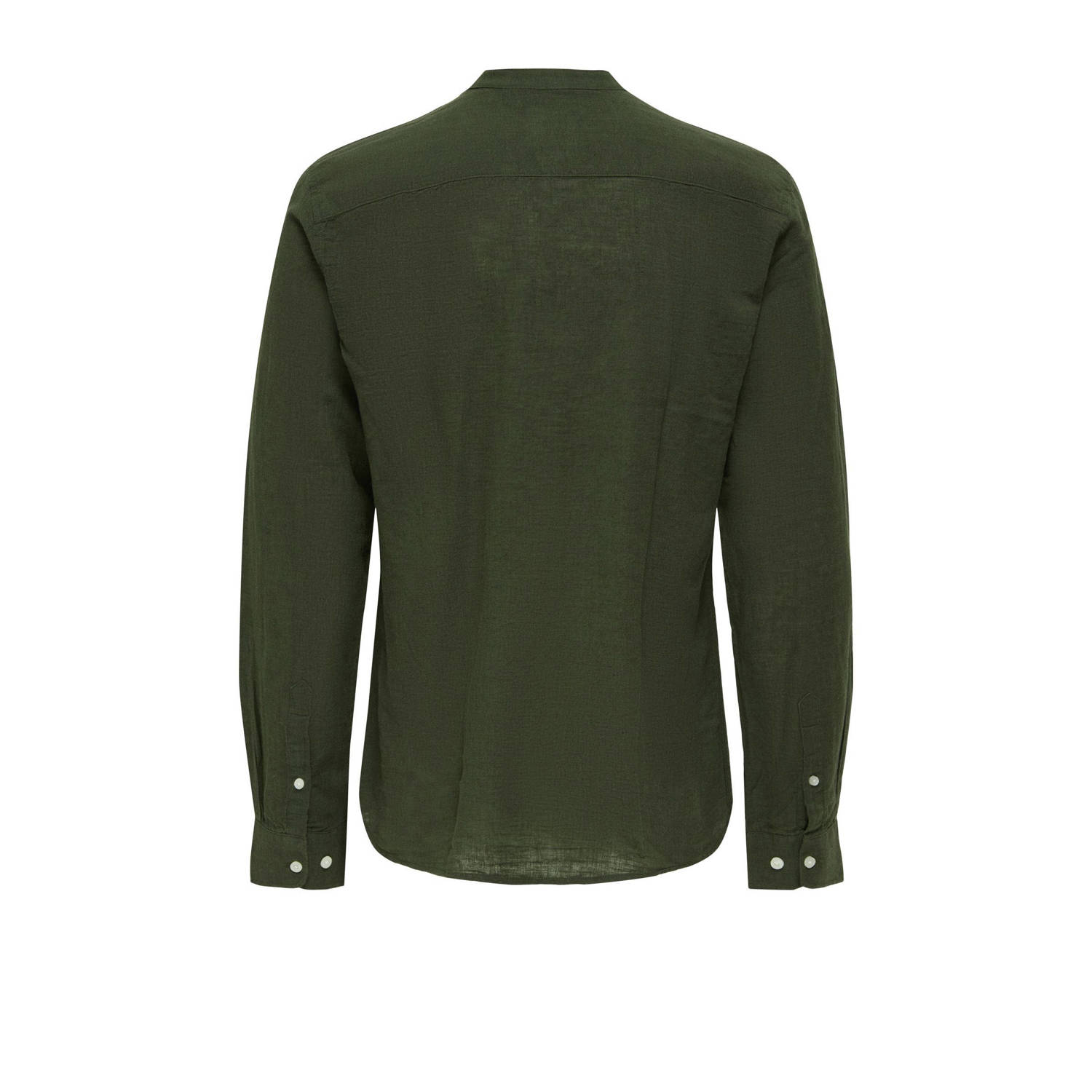 ONLY & SONS linnen casual overhemd donkergroen
