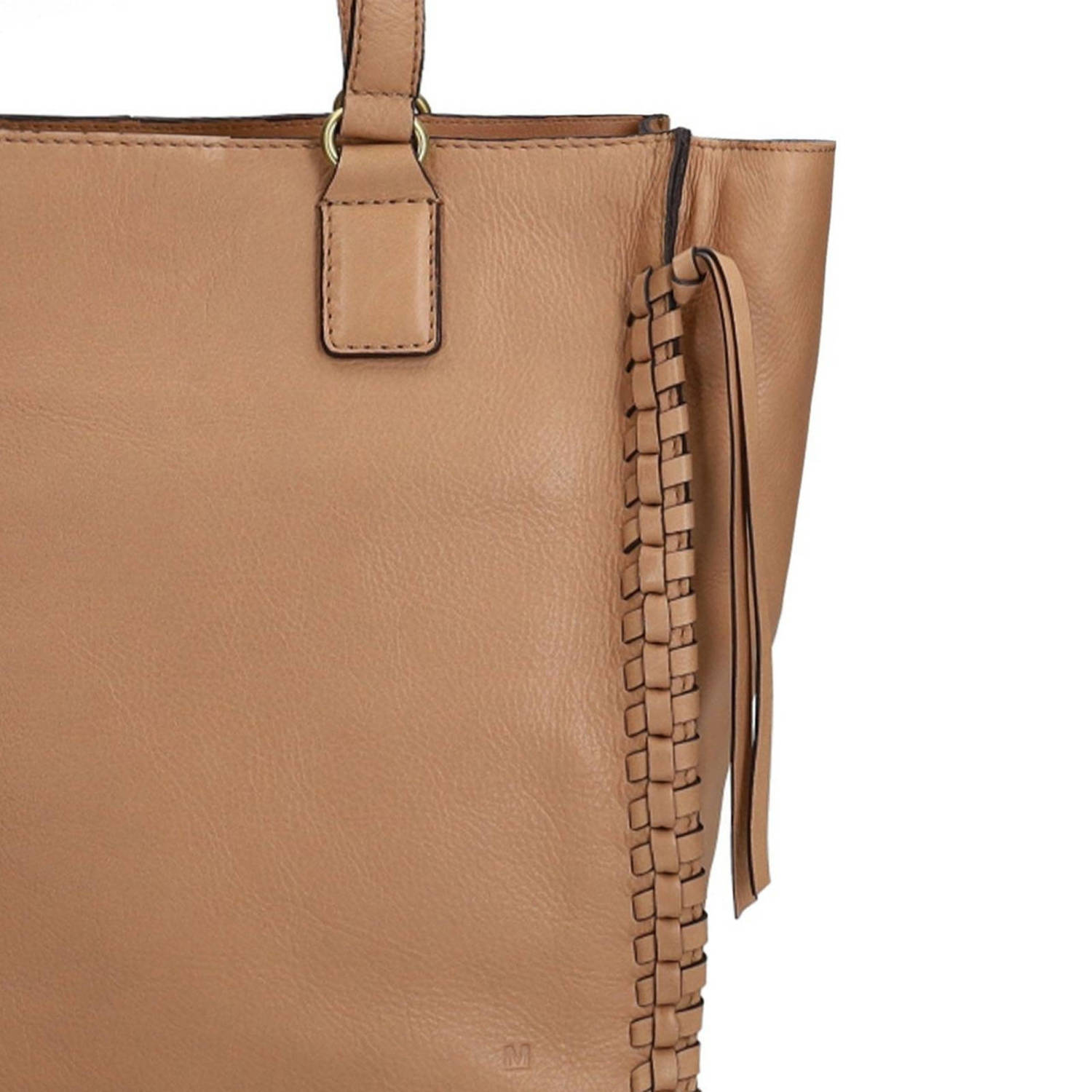 Manfield leren shopper bruin