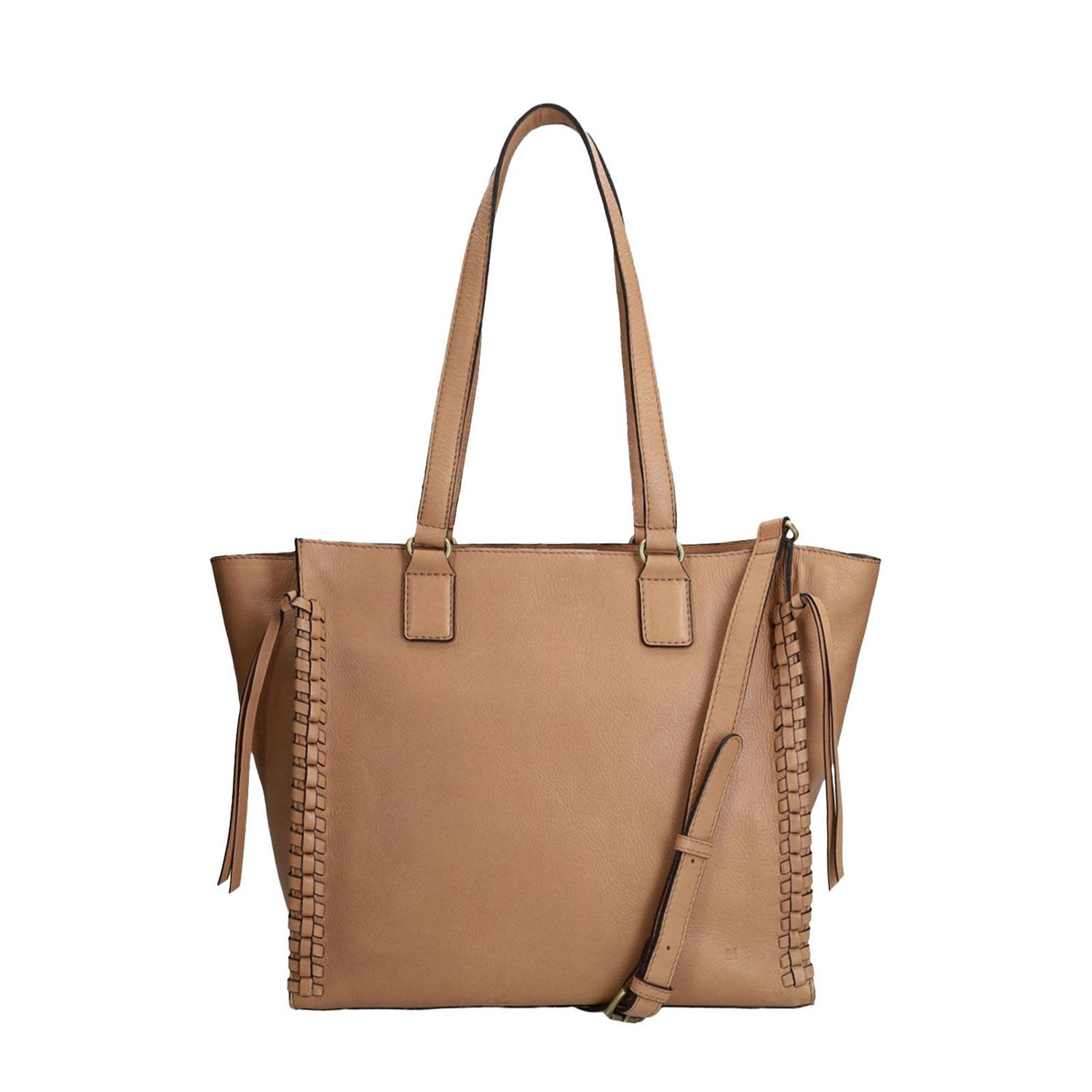 Manfield leren shopper bruin