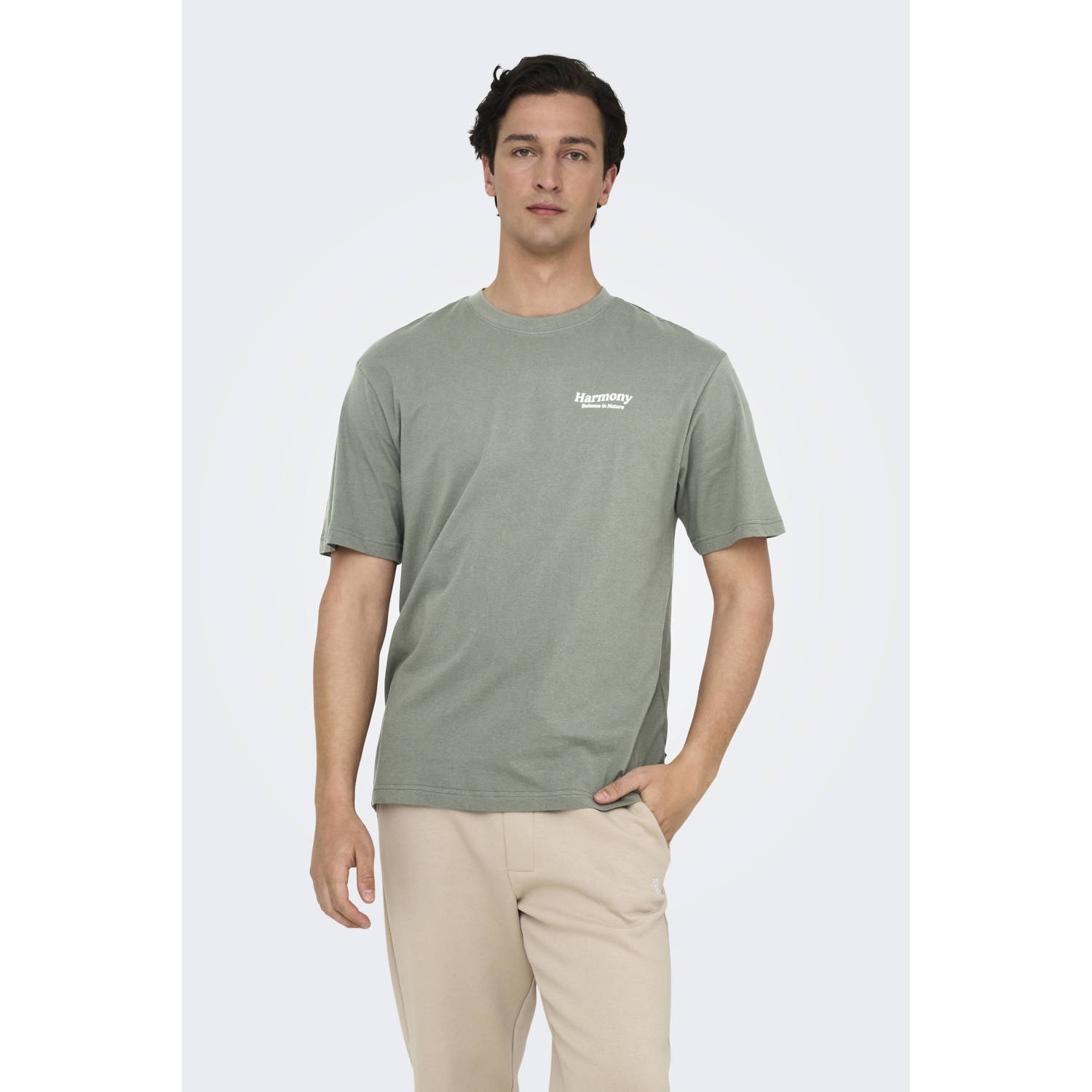 ONLY & SONS T-shirt grijsgroen