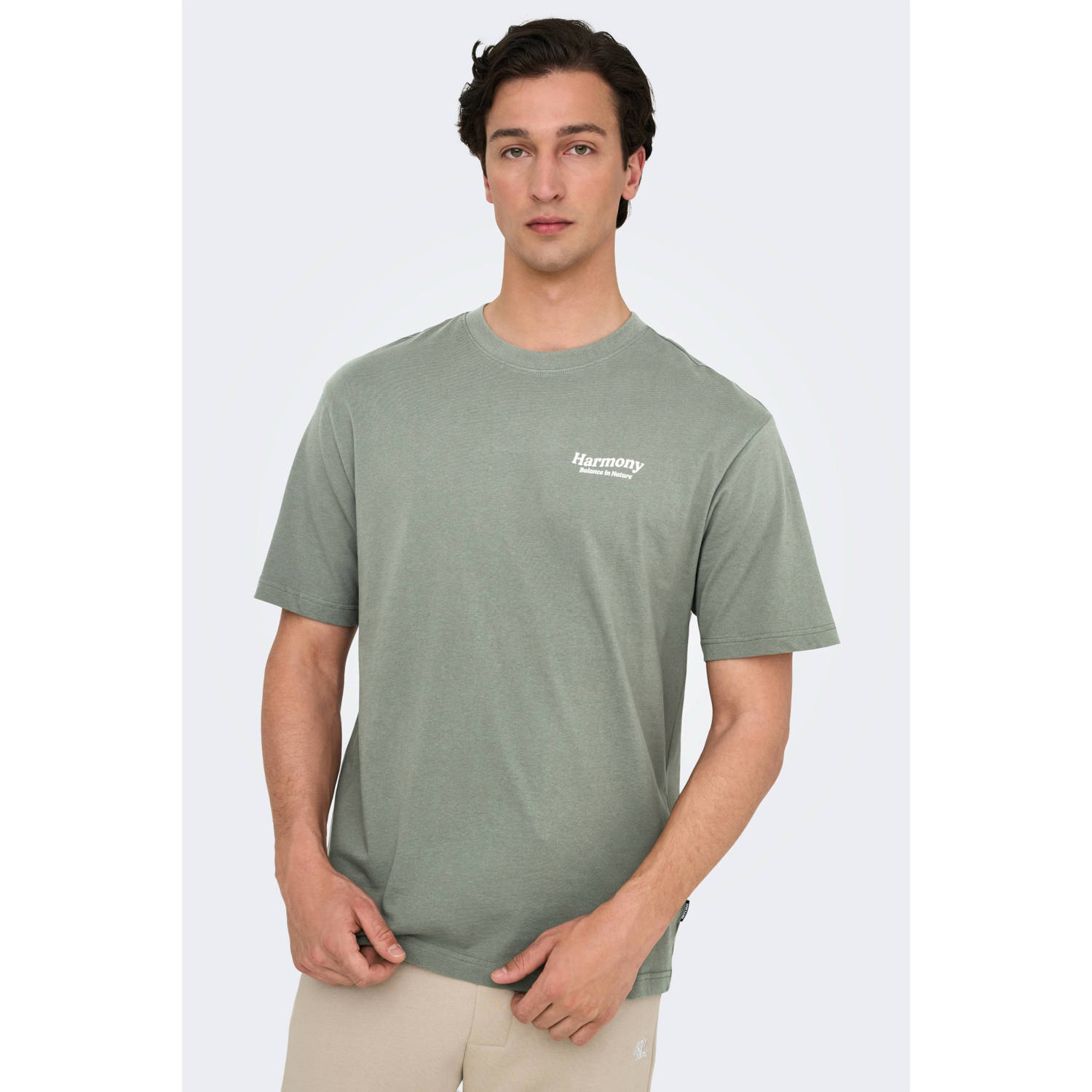 ONLY & SONS T-shirt grijsgroen