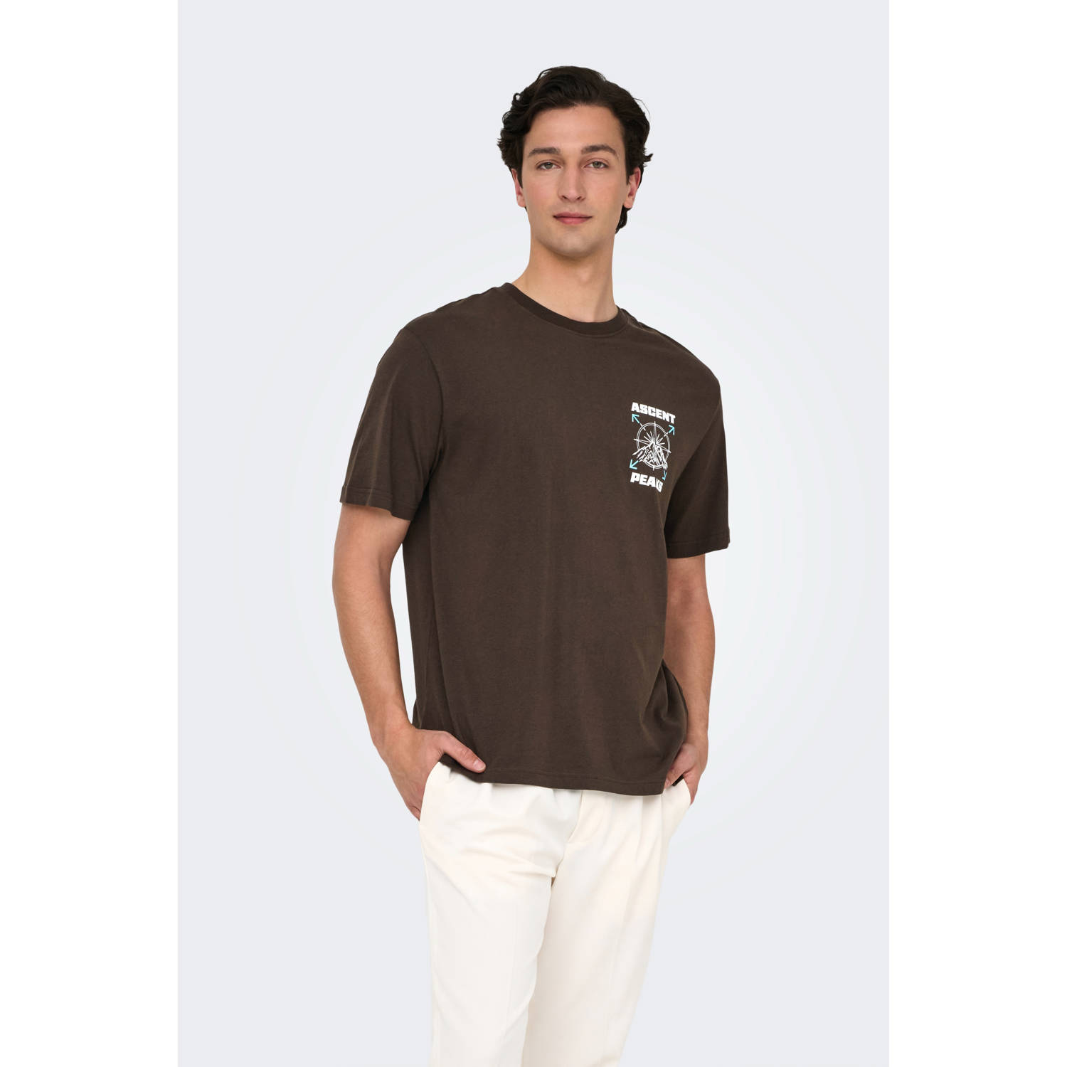ONLY & SONS T-shirt bruin