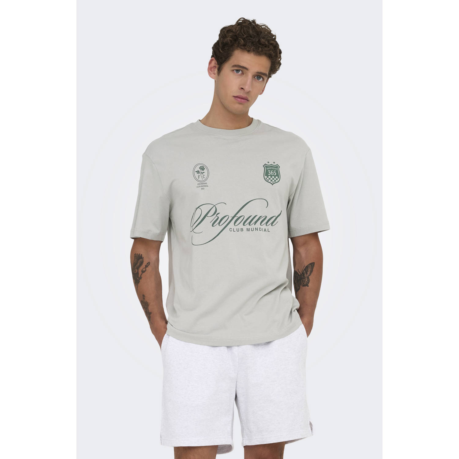 ONLY & SONS T-shirt lichtgrijs