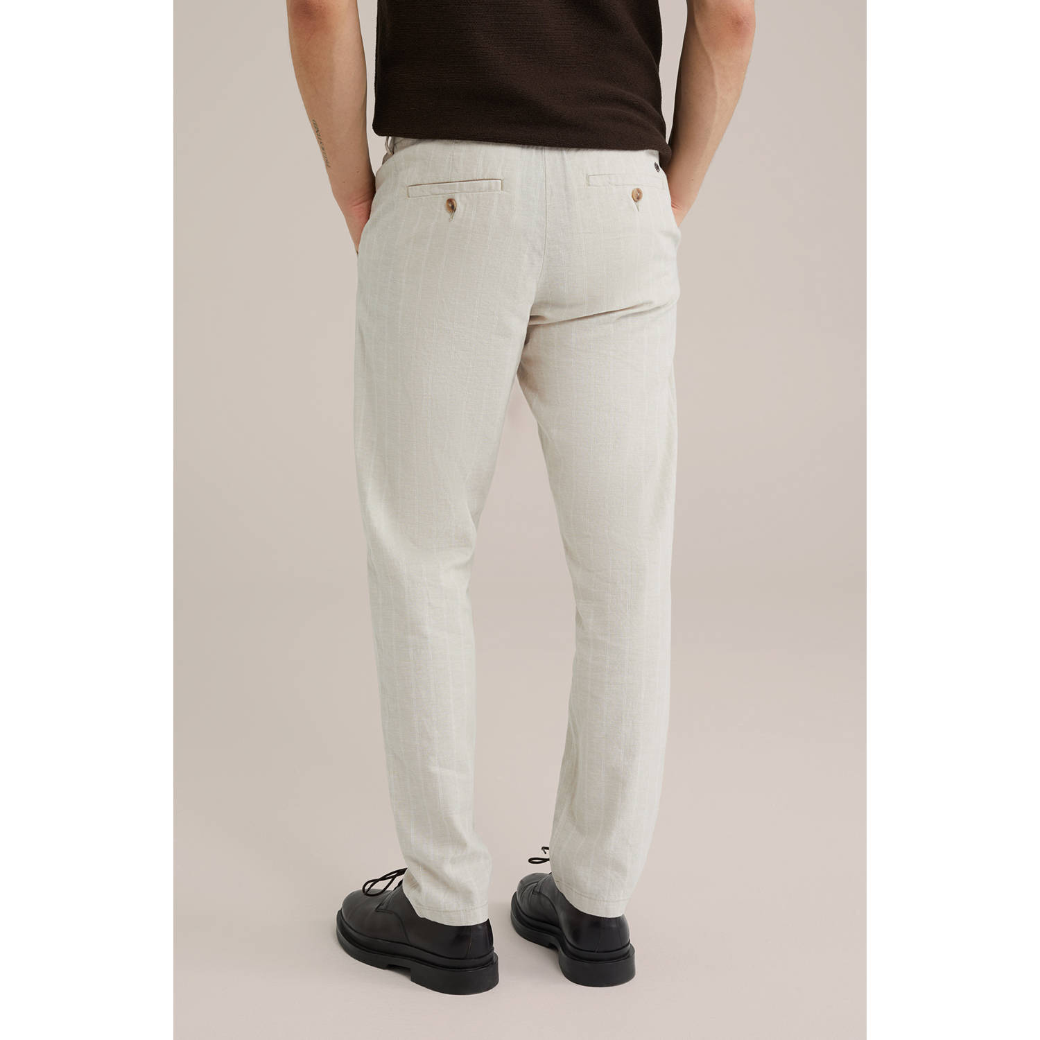 WE Fashion linnen tapered casual broek beige