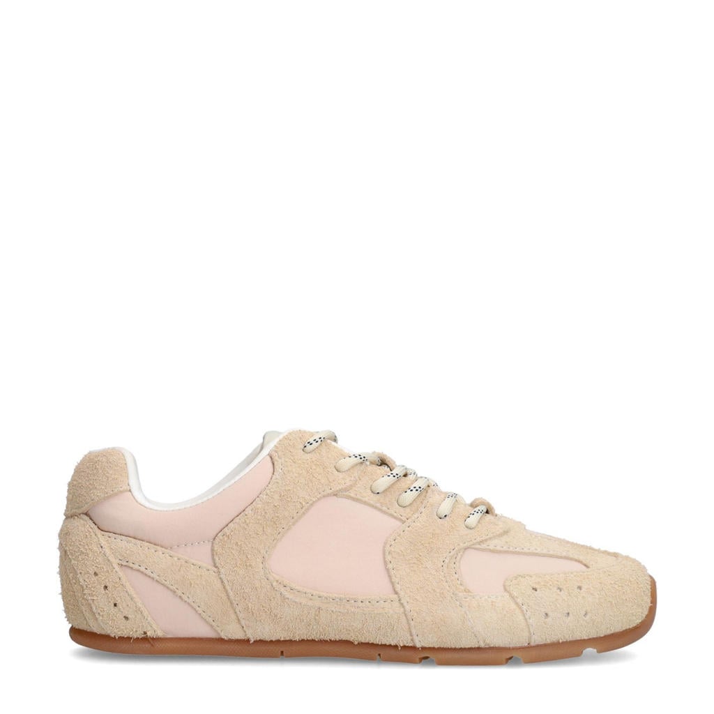 Beige dames Sacha suède sneakers met veters
