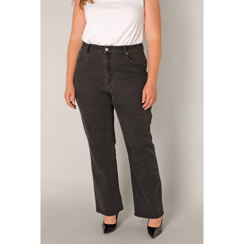 Base Level Curvy high waist wide leg jeans black denim afbeelding