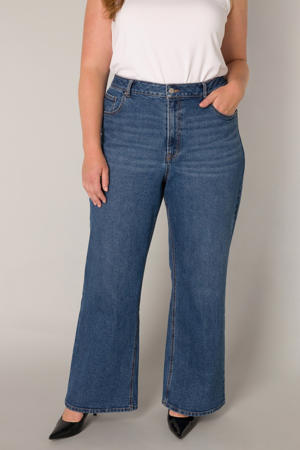 high waist wide leg jeans medium blue denim