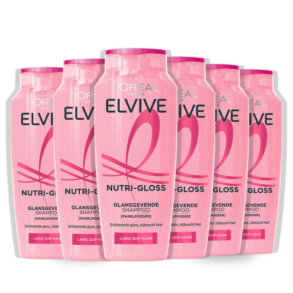 L'Oréal Paris Elvive Nutri-Gloss Shampoo - Voor lang, dof haar - Met Parelpoeder - 6 x 250ML
