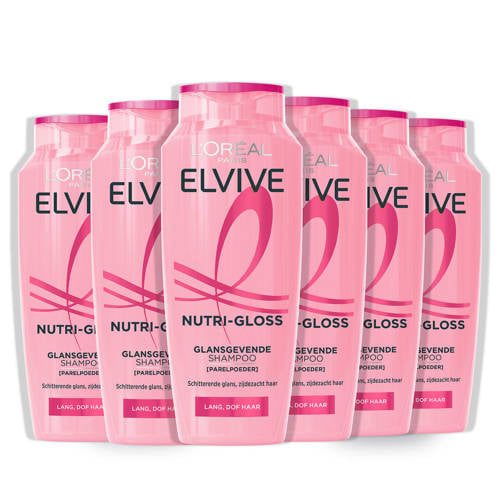 L'Oréal Paris Elvive Nutri-Gloss Shampoo - Voor lang, dof haar - Met Parelpoeder - 6 x 250ML afbeelding