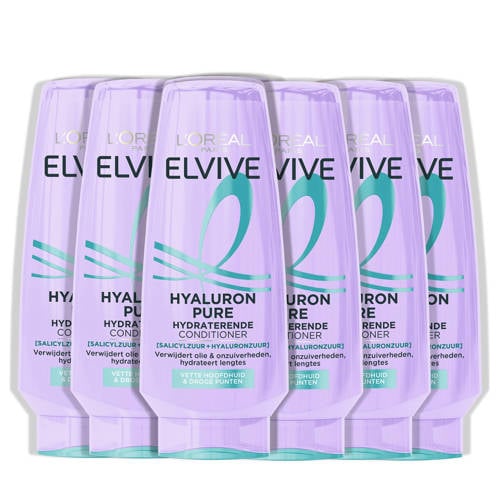 L'Oréal Paris Elvive Hyaluron Pure Conditioner - Voor vette hoofdhuid en droge punten - 6 x 200 ml - voordeelverpakking afbeelding