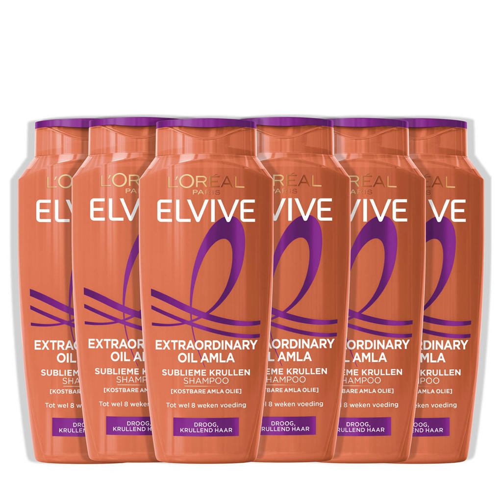 L'Oréal Paris Elvive Extraordinary Oil Amla Shampoo - Voor droog, krullend haar - 6 x 250 ml - voordeelverpakking