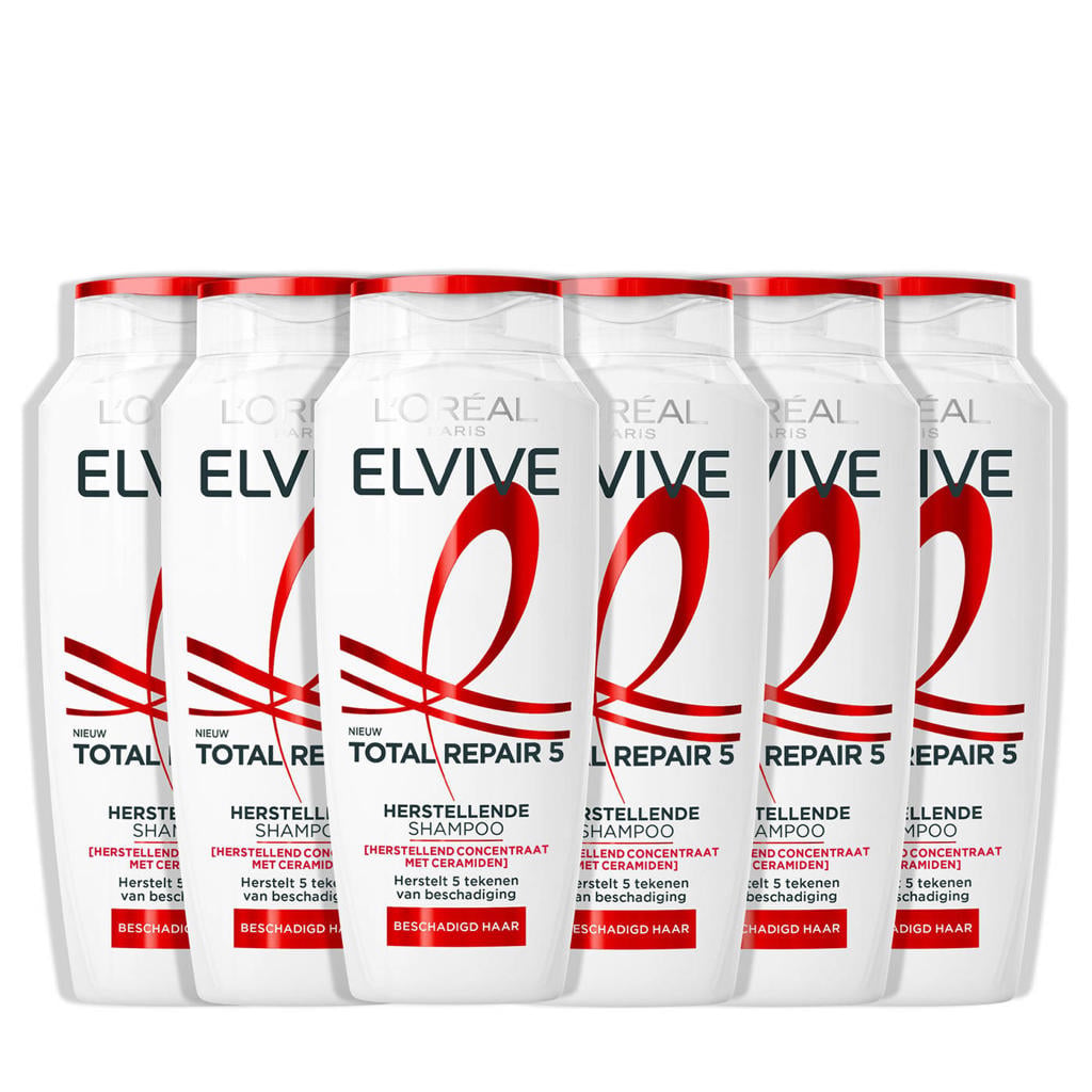 L'Oréal Paris Elvive Total Repair 5 Shampoo - Voor beschadigd haar - 6 x 250 ml - voordeelverpakking