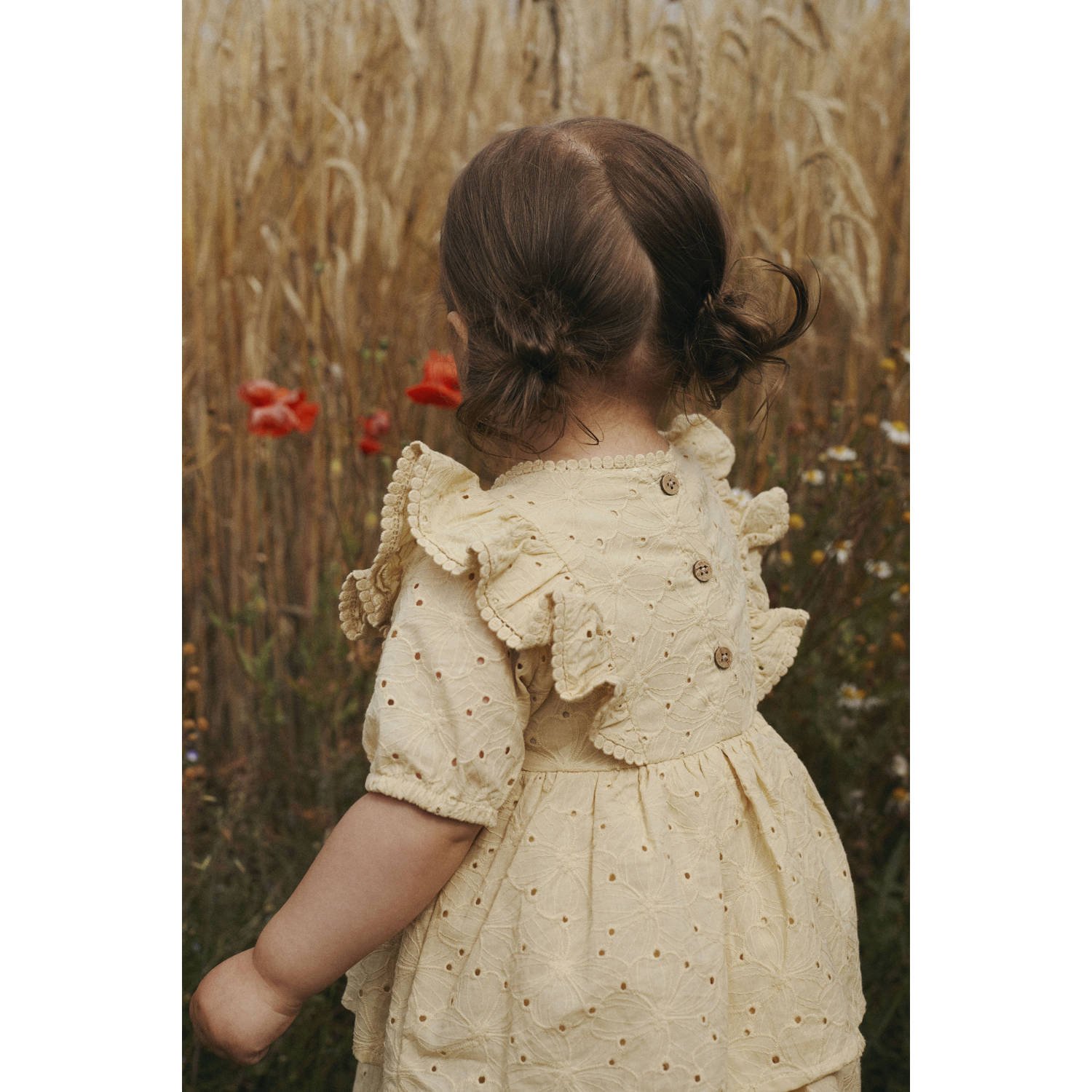 LIL' ATELIER MINI korte jurk broderie geel