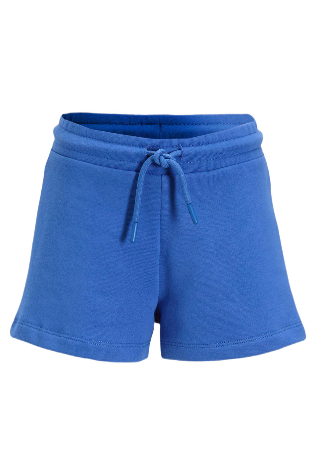 Blauwe meisjes Anytime sweat short van katoen met elastische tailleband met koord en effen