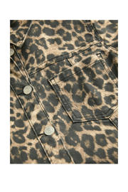thumbnail: Bruine dames JJXX spijkerjurk van denim met panterprint, korte mouwen, klassieke kraag en knoopsluiting