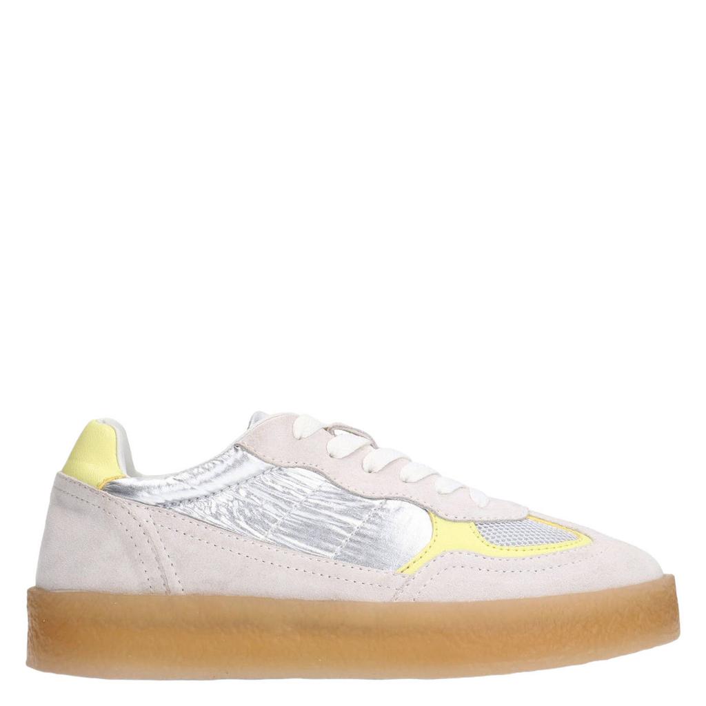 Zilverkleurige dames Sacha suède sneakers met veters