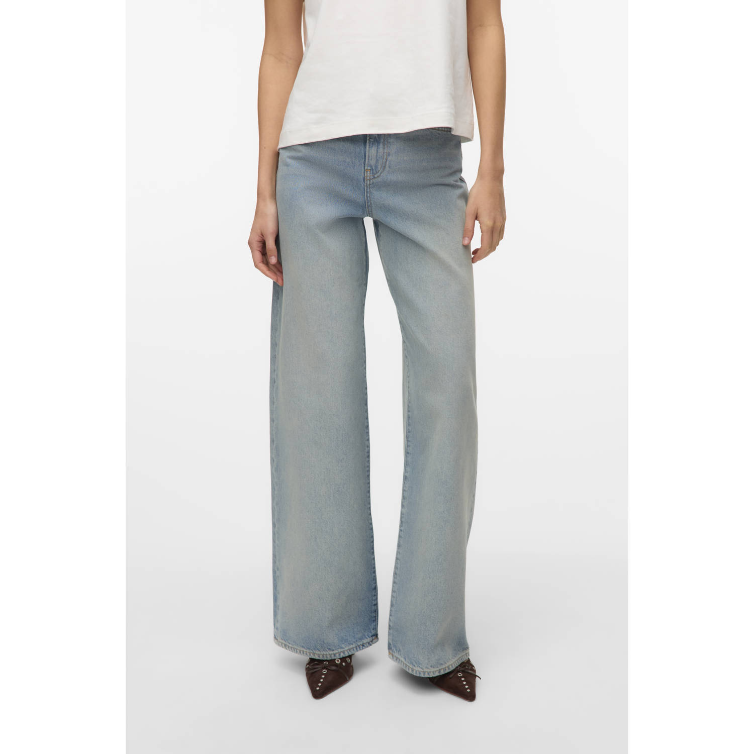 VERO MODA high waist wide leg jeans light blue denim