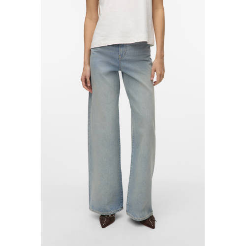 VERO MODA high waist wide leg jeans light blue denim afbeelding