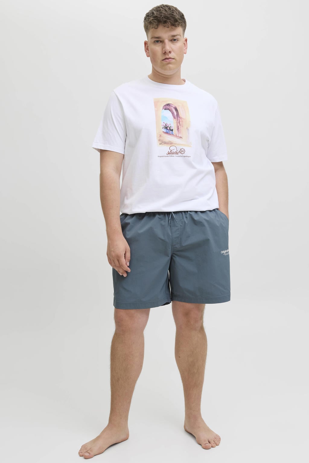 JACK & JONES PLUS SIZE zwemshort JPSTNAXOS donkergrijs