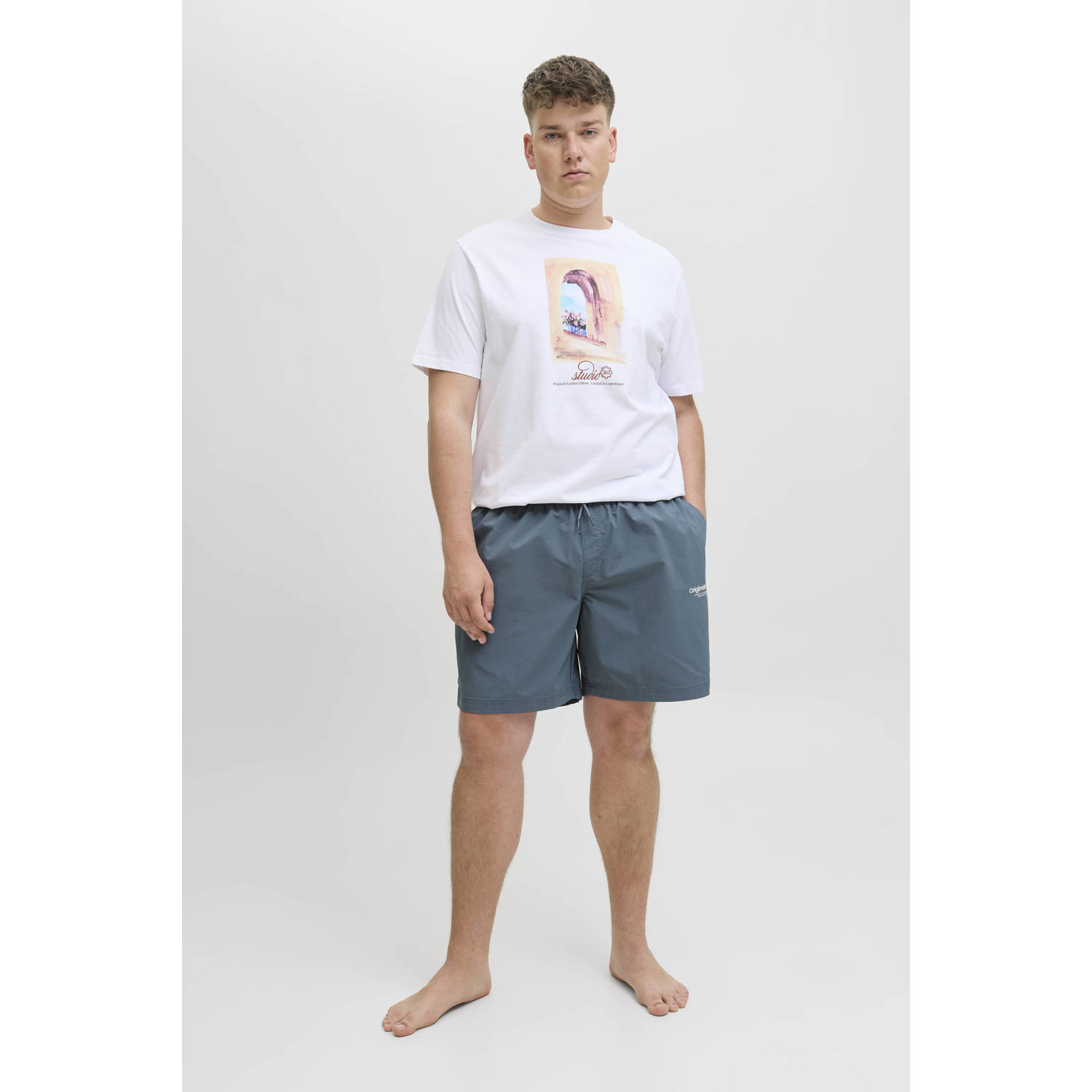 JACK & JONES PLUS SIZE zwemshort JPSTNAXOS donkergrijs
