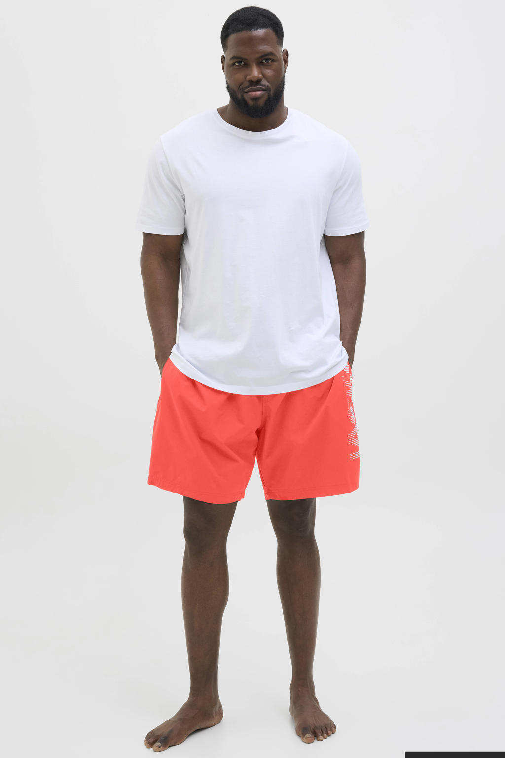 JACK & JONES PLUS SIZE zwemshort JPSTMAUI met logo koraalrood