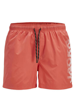 zwemshort JPSTMAUI met logo koraalrood