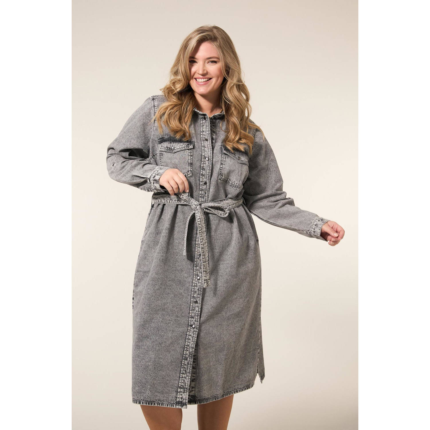 Miss Etam Plus spijkerjurk grey denim