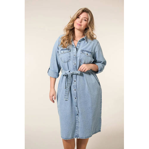 Miss Etam Plus spijkerjurk light blue denim afbeelding