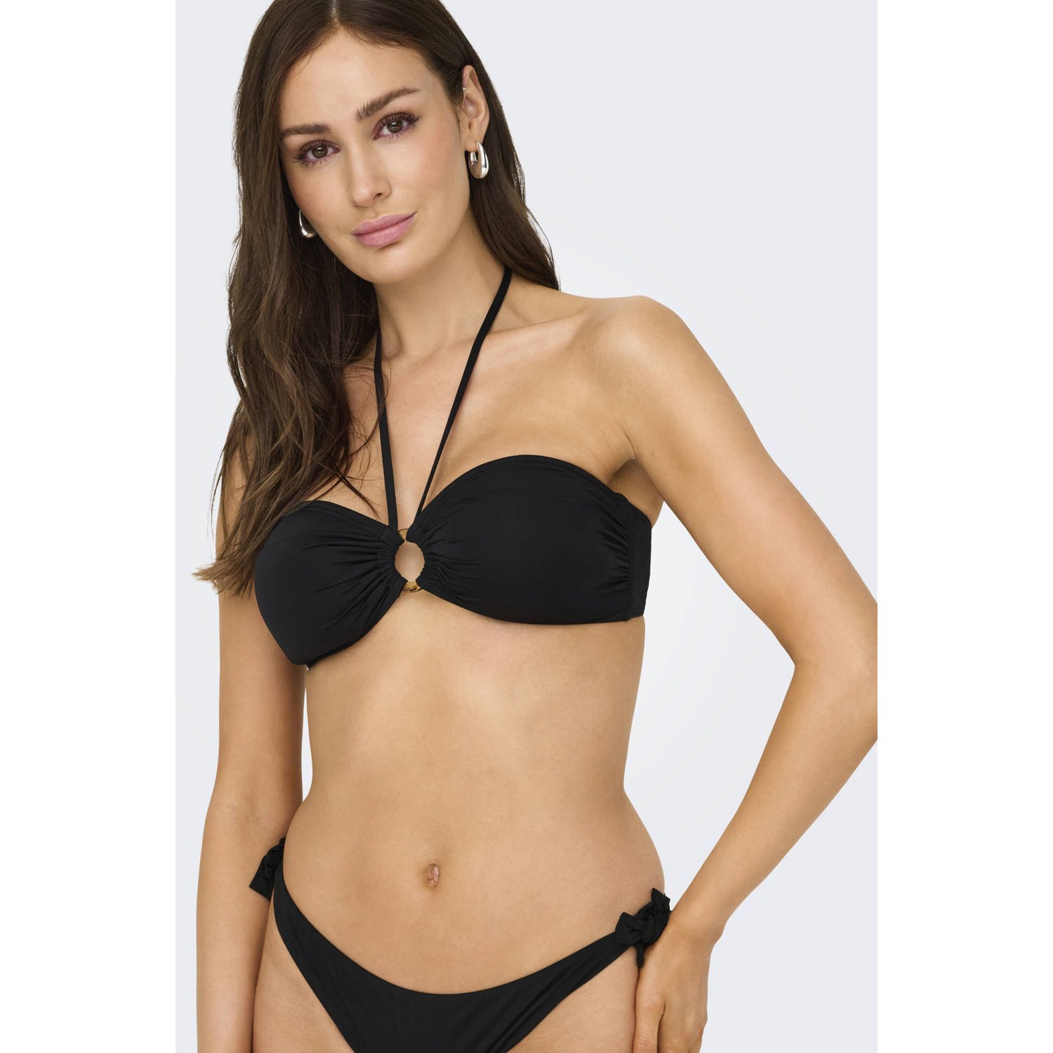 ONLY voorgevormde strapless bandeau bikinitop ONLJULIETTA zwart