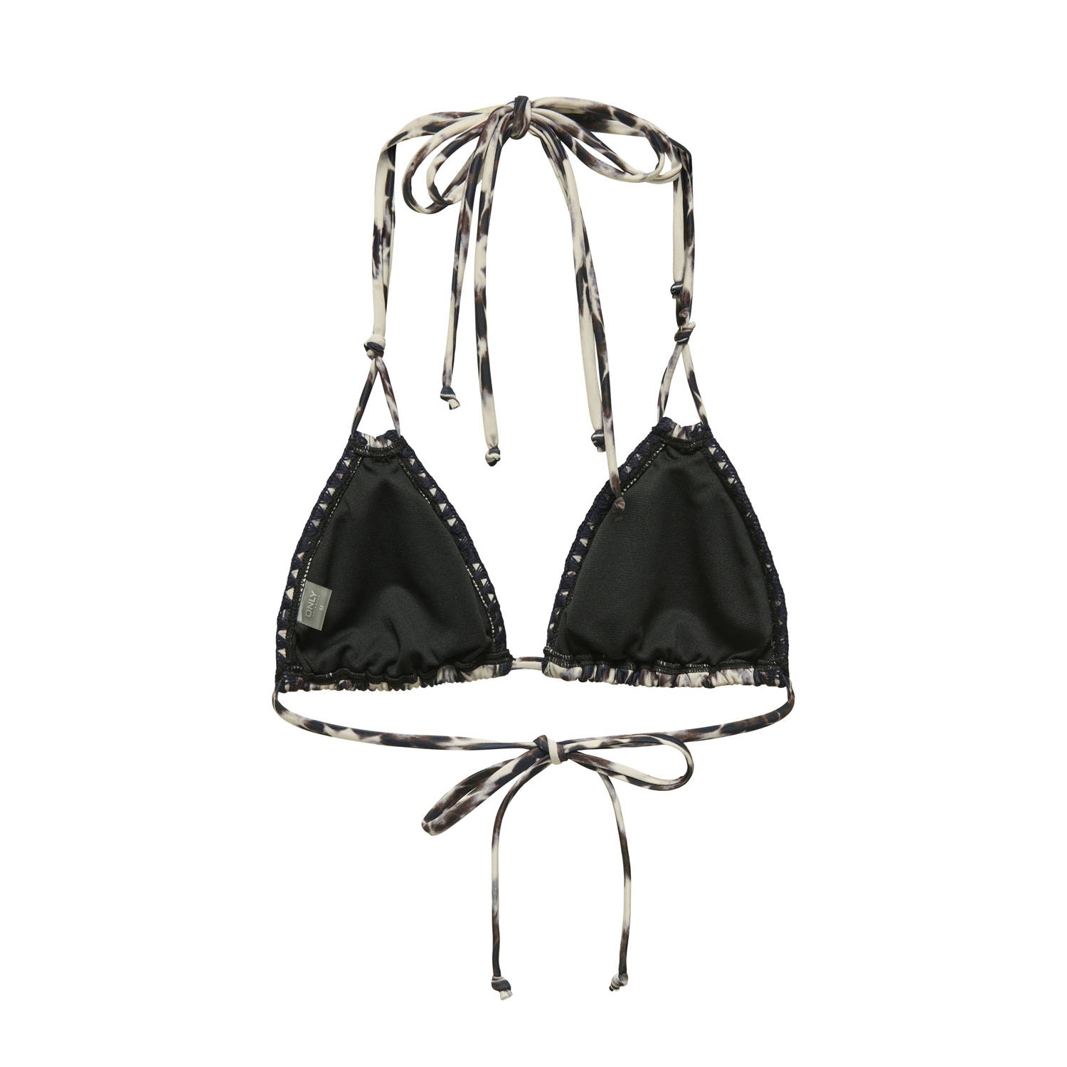 ONLY voorgevormde triangel bikinitop ONLTRICIA donkerblauw ecru
