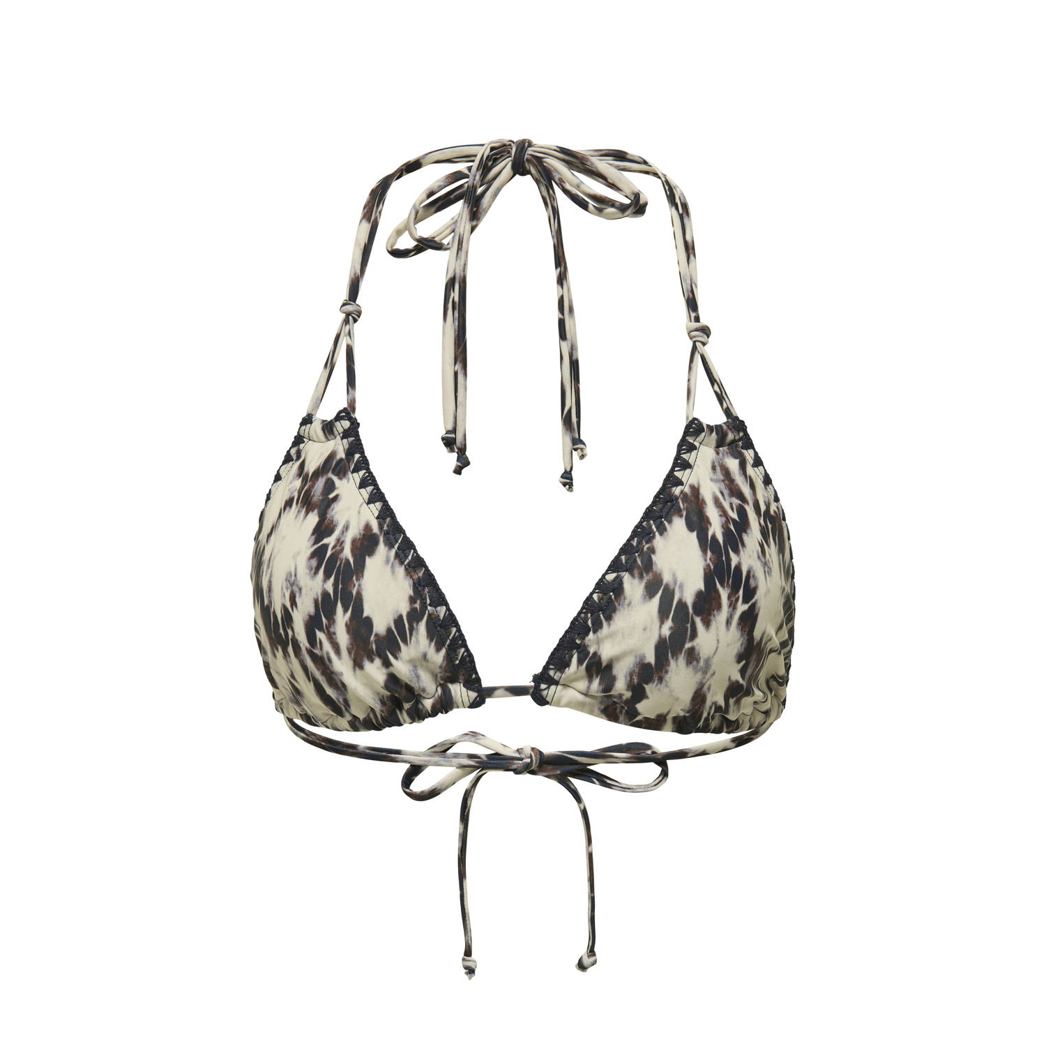 ONLY voorgevormde triangel bikinitop ONLTRICIA donkerblauw ecru
