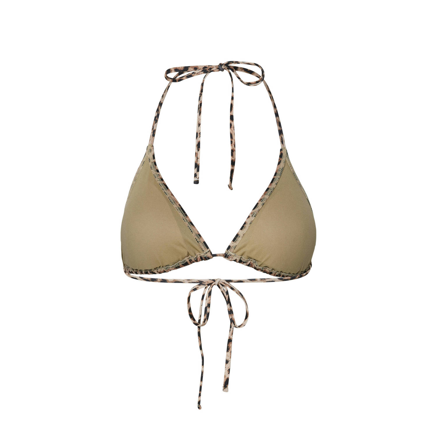 PIECES voorgevormde triangel bikinitop PCBAOMI bruin beige zwart