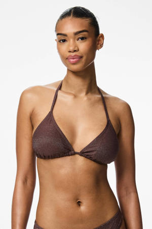 triangel bikinitop PCBAOMI met lurex bruin