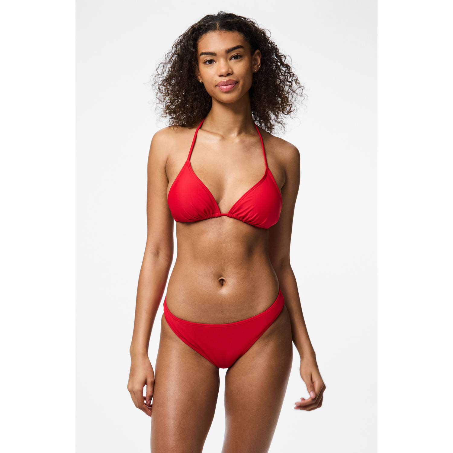 PIECES voorgevormde triangel bikinitop PCBAOMI rood
