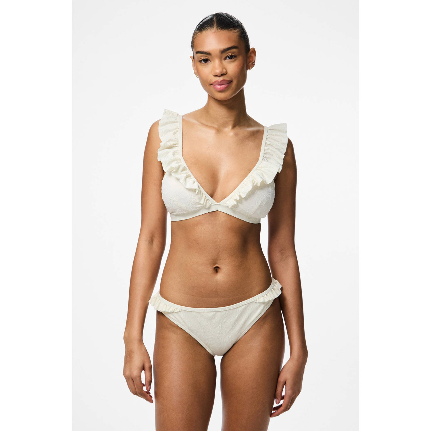 PIECES bikinibroekje PCLADA met ruches wit