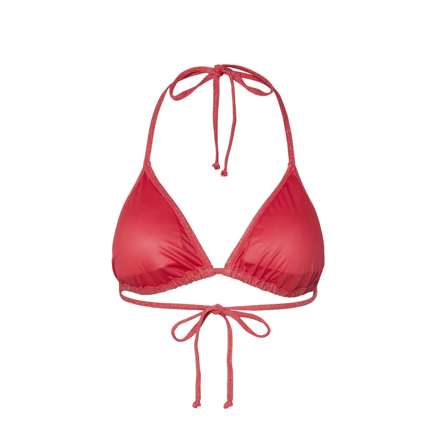 PIECES triangel bikinitop PCLAOMI met lurex koraalrood