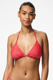 thumbnail: PIECES triangel bikinitop PCLAOMI met lurex koraalrood