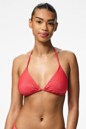 triangel bikinitop PCLAOMI met lurex koraalrood