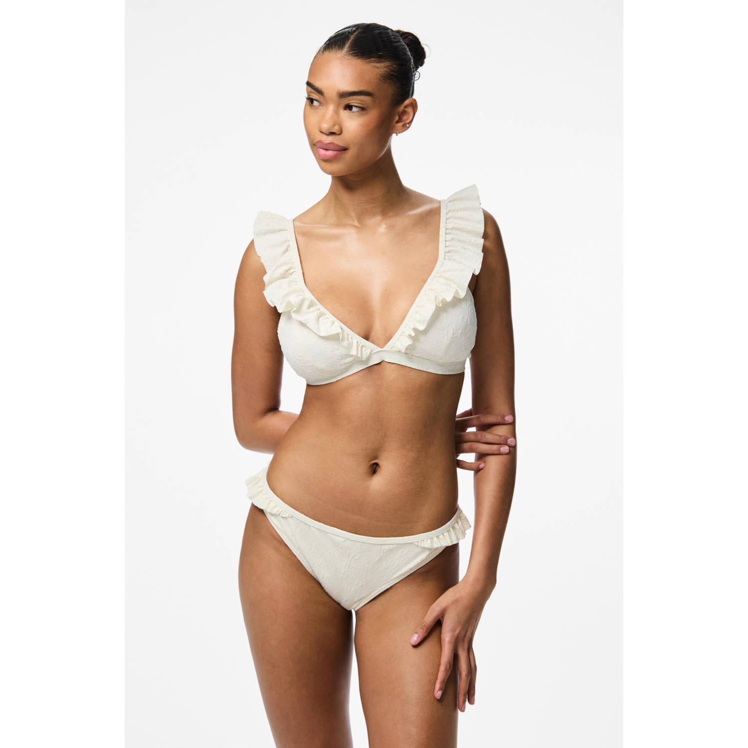 PIECES bikinitop PCLADA met ruches wit