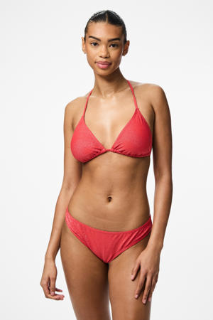 bikinibroekje PCBLING met lurex koraalrood