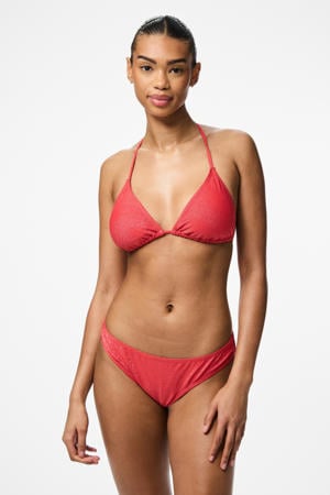 bikinibroekje PCBLING met lurex koraalrood