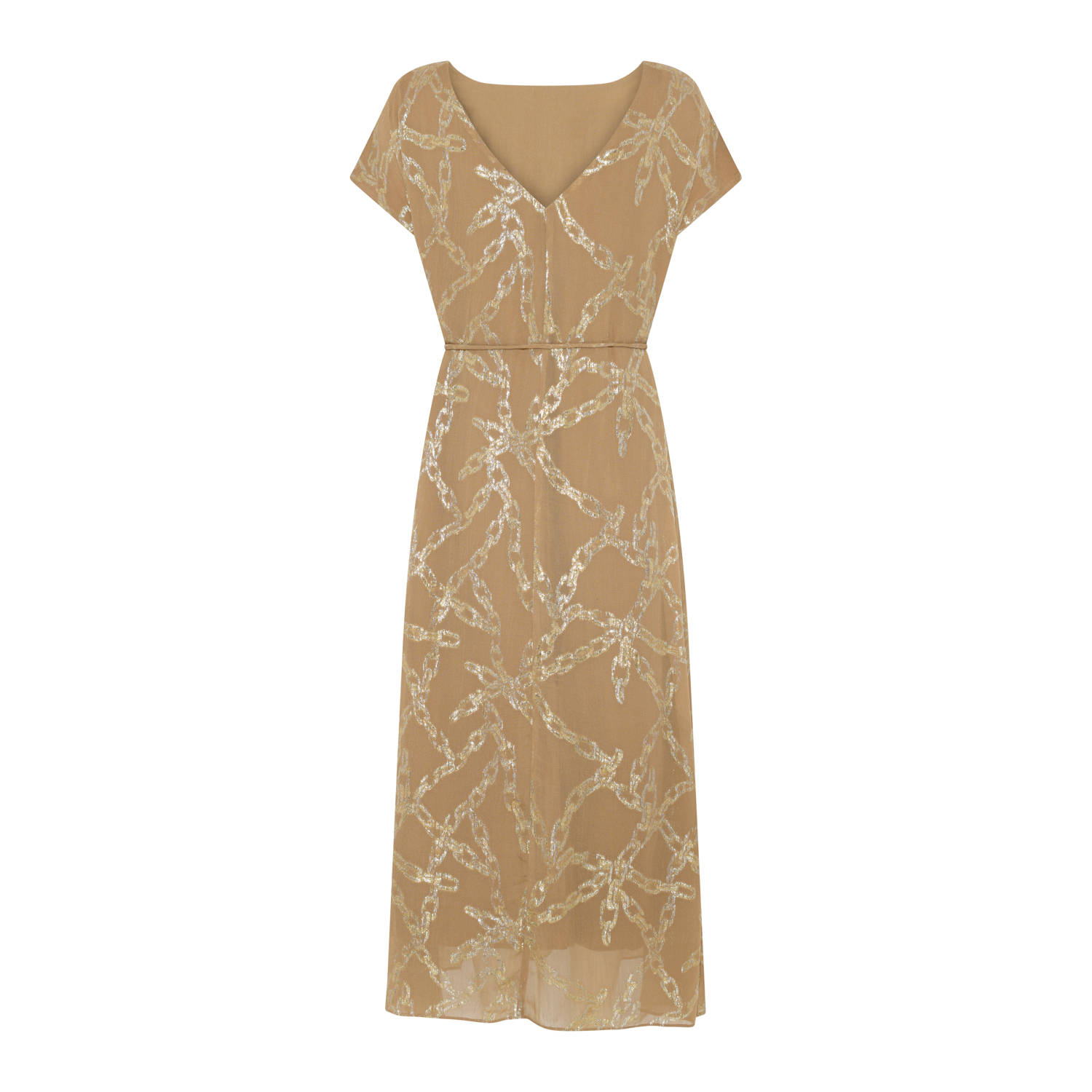 Bruuns Bazaar midi jurk met lurex beige