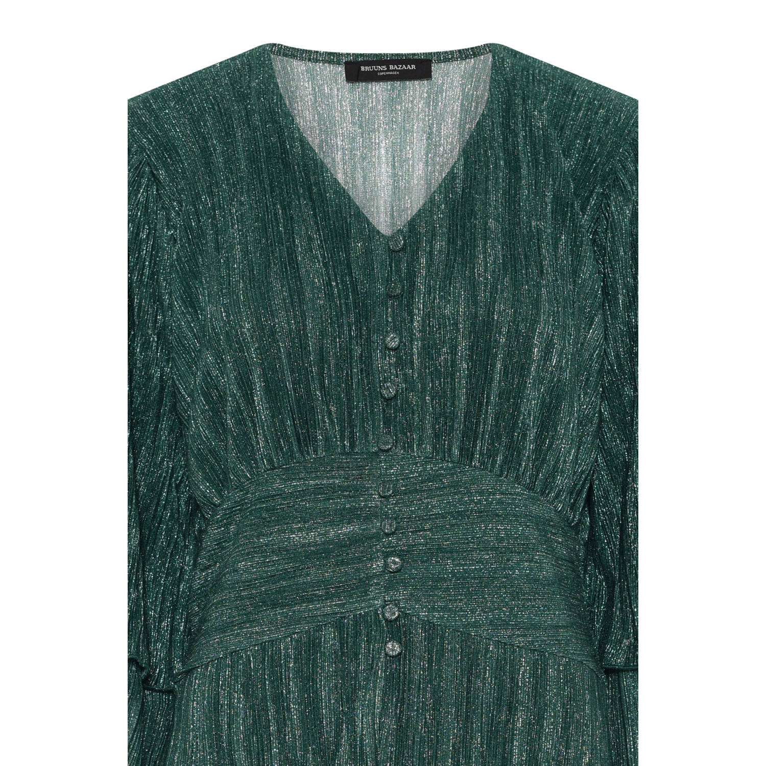 Bruuns Bazaar korte jurk met glitter groen
