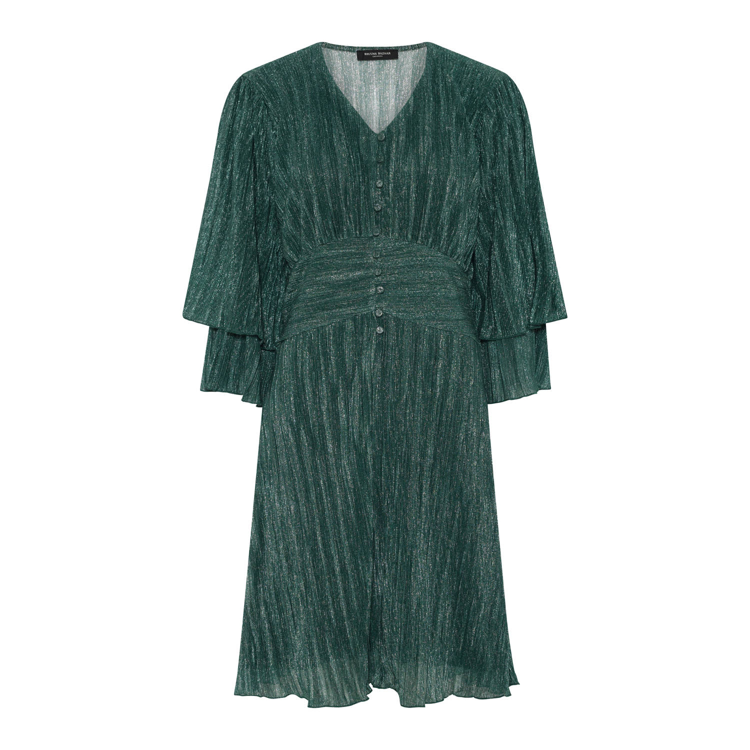 Bruuns Bazaar korte jurk met glitter groen