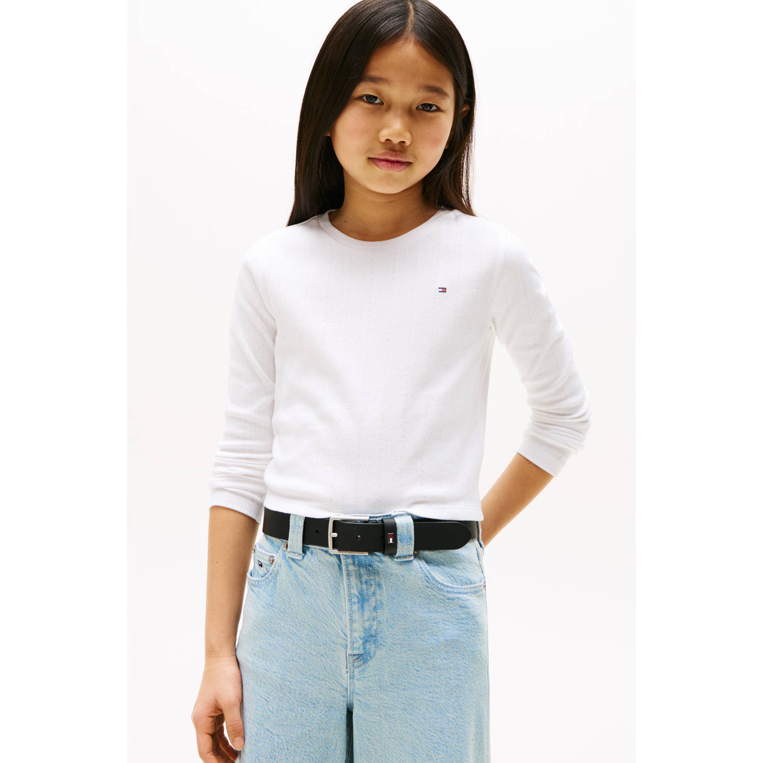 Tommy Hilfiger longsleeve wit rib gebreid