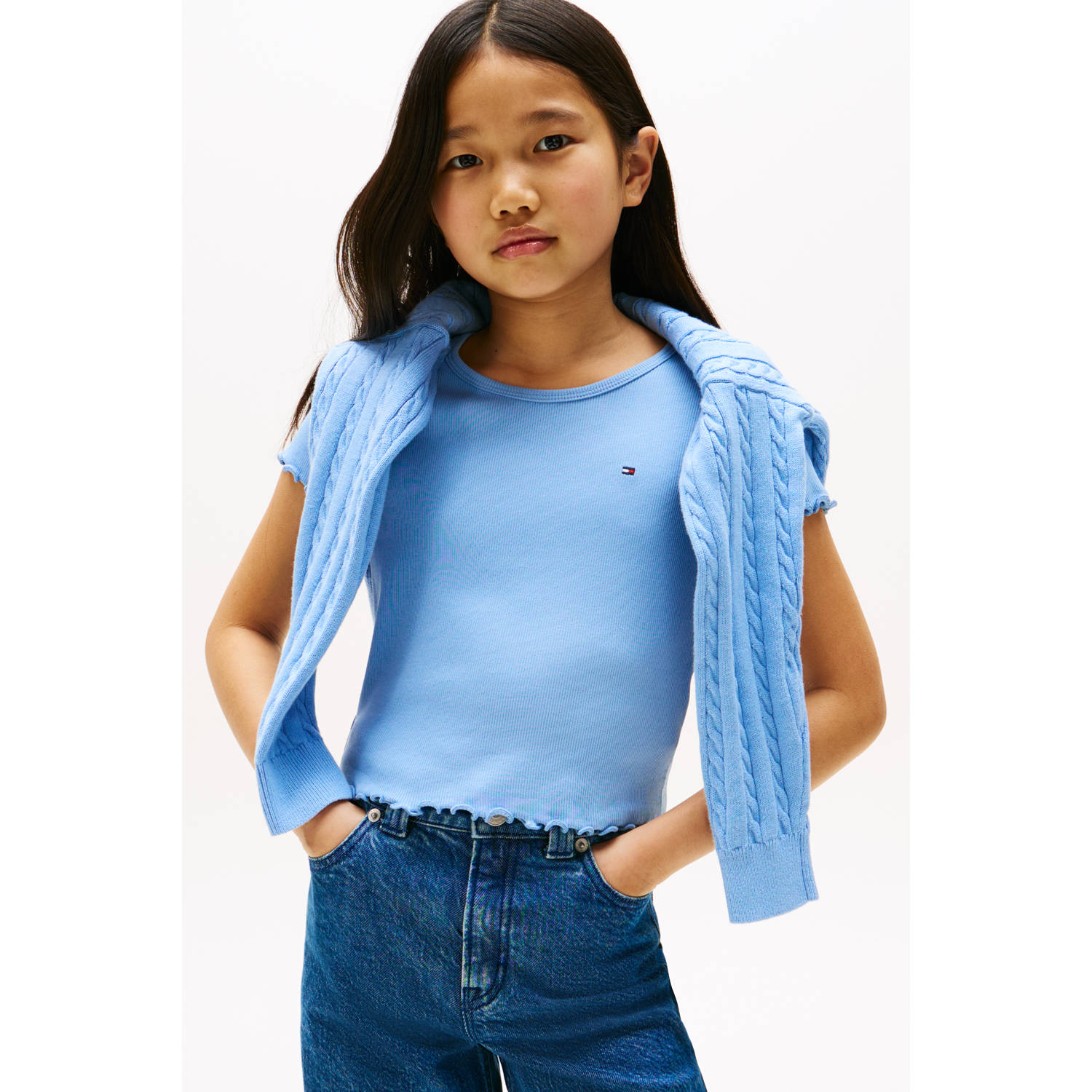 Tommy Hilfiger T-shirt rib gebreid lichtblauw