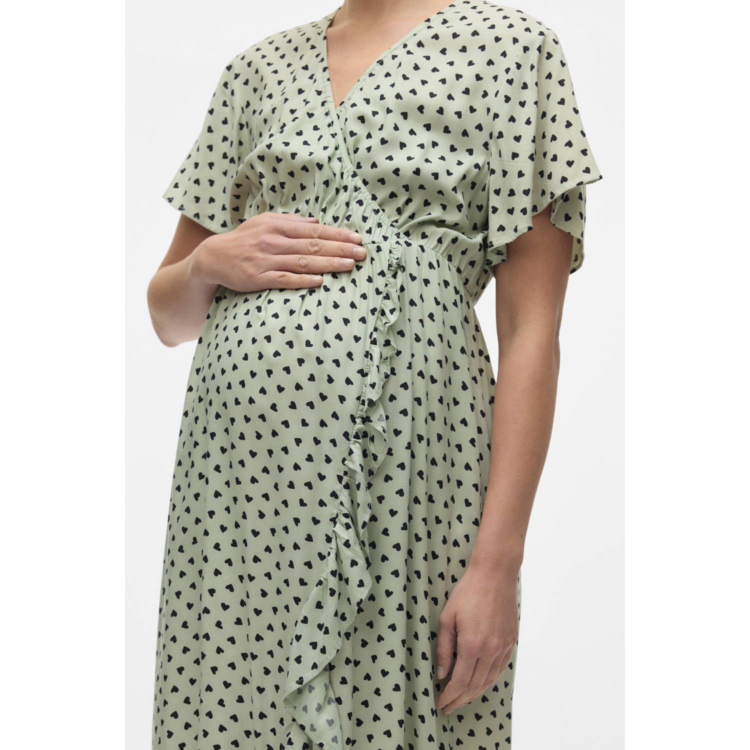 MAMALICIOUS zwangerschapsjurk MLSOPHIE met ruches lichtgroen blauw