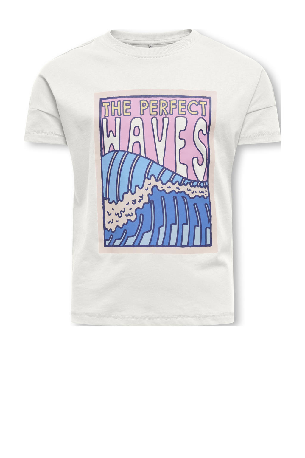Witte meisjes KIDS ONLY GIRL T-shirt van katoen met printopdruk, korte mouwen en ronde hals